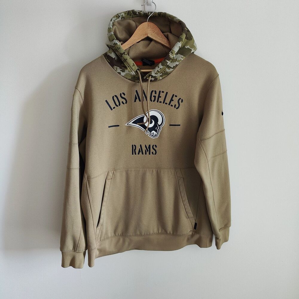 Nike NFL Los Angeles Ram Salute To Service Mens Large Pull Over Camo Hoodie